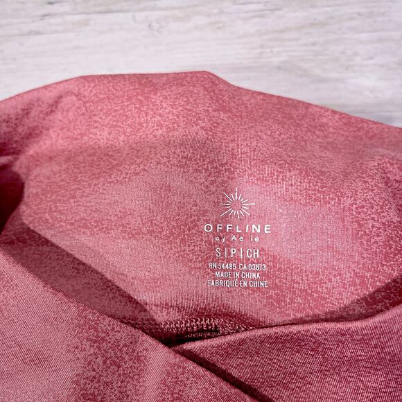 AERIE OFFLINE Hugger Crossover High Waisted Crackle Legging Mauve Womens Small - Picture 4 of 8